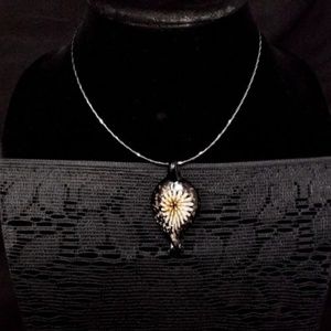 sterling silver necklace with glass flower pendent